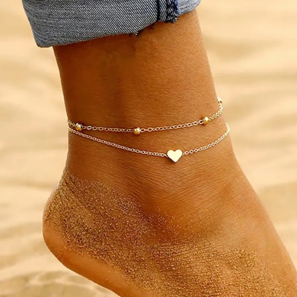 Gold Filled Heart Multilayered Anklet